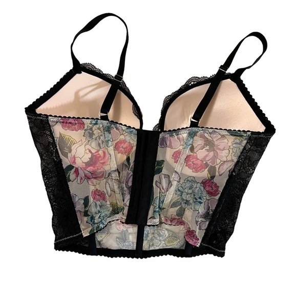 Victoria’s Secret Rose Embroidered Longline Push Up Bra Top Corset Lingerie 34C - Picture 7 of 14